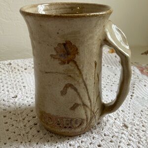 Mountain High Pottery new clay handmade mug Idaho floral natural